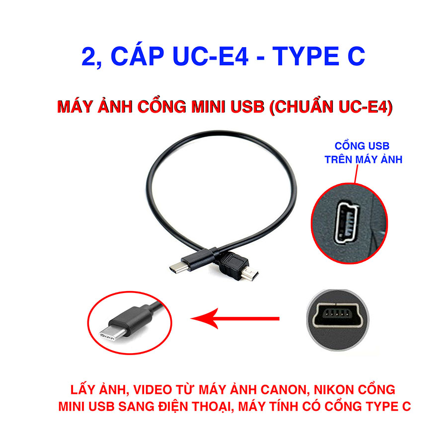 Cáp Mini USB - Type C chuẩn UC-E4