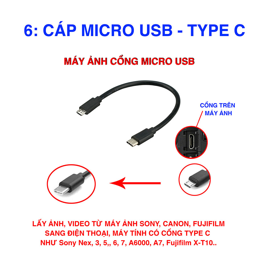Cáp dữ liệu Micro USB - Type C