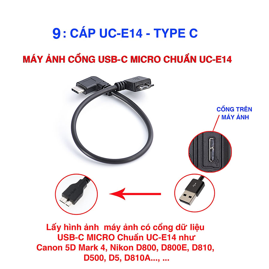 Cáp dữ liệu USB-C MICRO - TYPE C chuẩn UC-E14