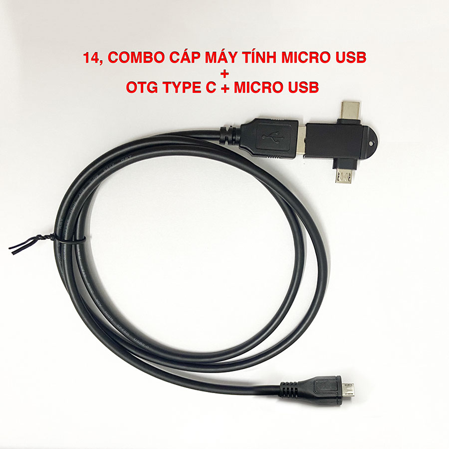 Combo cáp Micro USB sang Type C và Micro USB