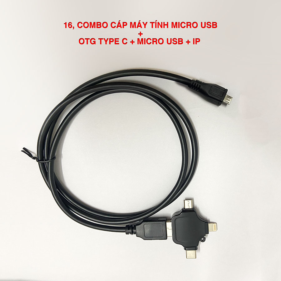 Combo cáp Micro USB sang Micro USB, Type C và Lightning