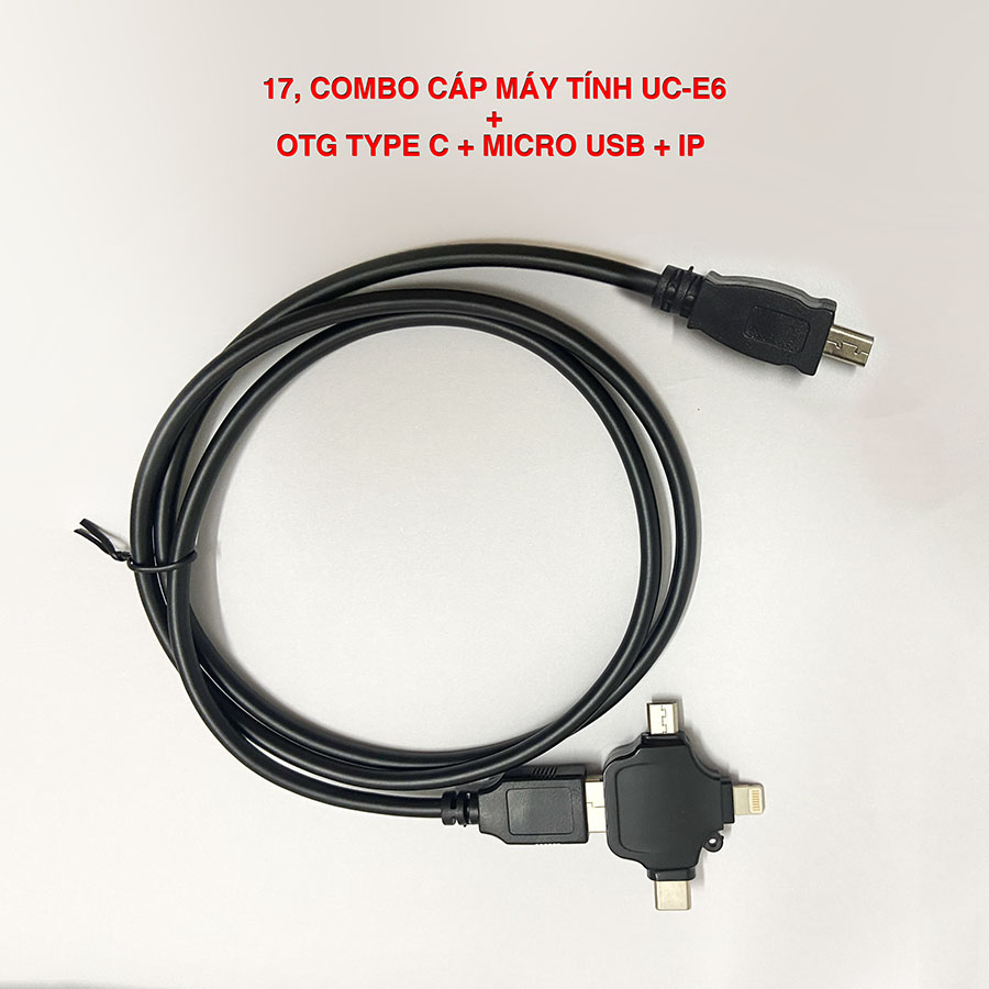 Combo cáp UC-E6 sang Micro USB, Type C và Lightning