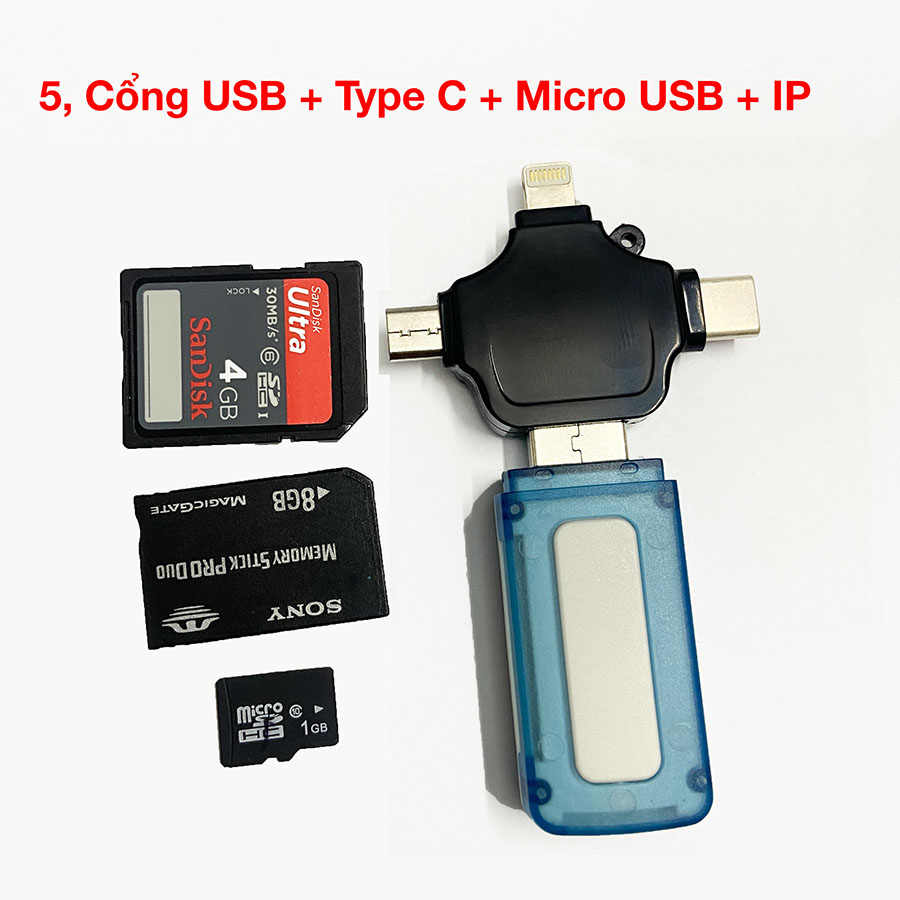 Đầu đọc thẻ nhớ Memory Stick Pro Duo cho Type C và Micro USB, iphone, máy tính