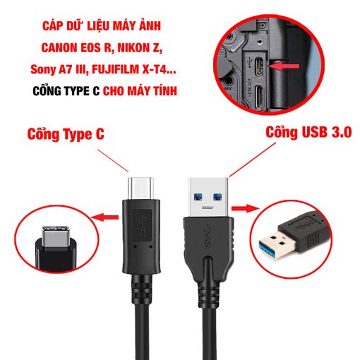 Cáp dữ liệu máy ảnh Type C - USB